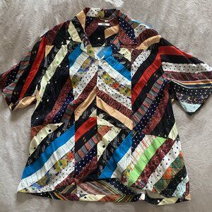 Bode patchwork multicolor button down t shirt - one size - unisex - brand new